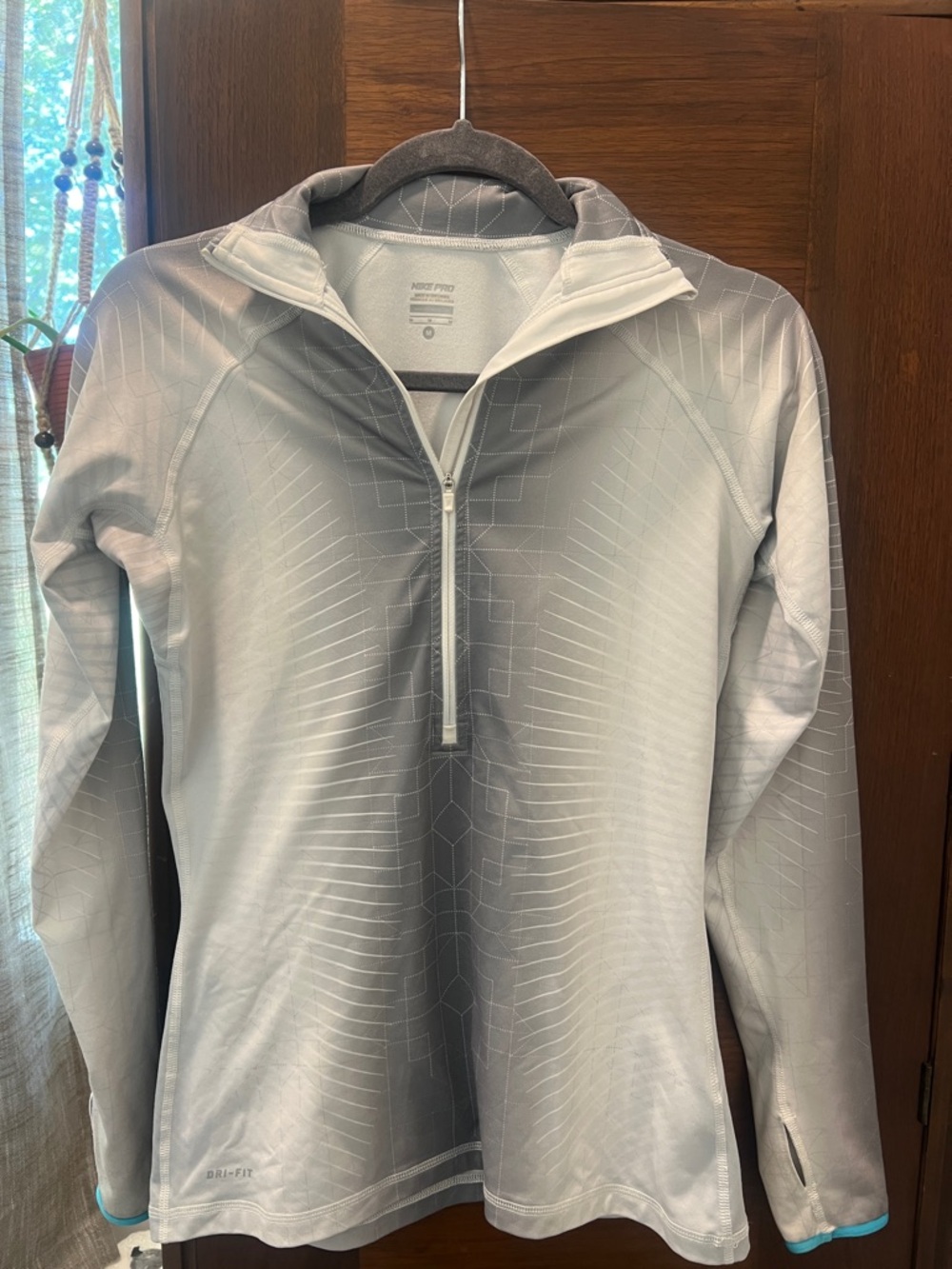 Nike Women's Long Sleeve Half-Zip Top - Light Gray and White
